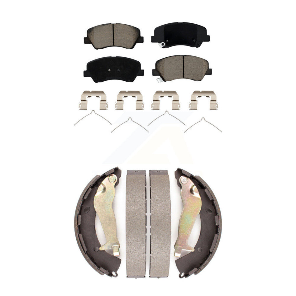 Front Rear Ceramic Brake Pads And Drum Shoes Kit For Kia Rio Hyundai Accent KCN-100801
