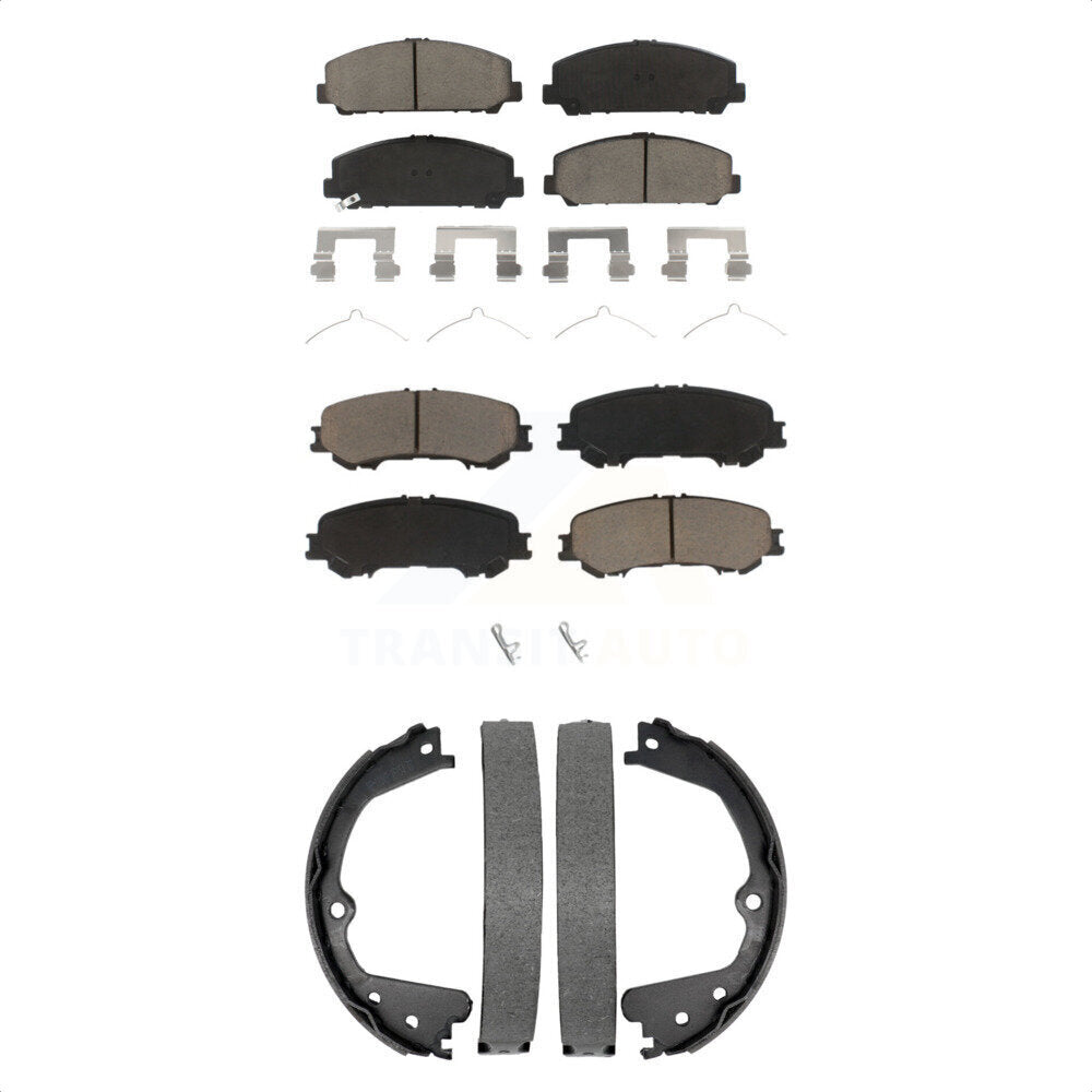 Front Rear Ceramic Brake Pads And Parking Shoes Kit For 2017-2023 Nissan TITAN KCN-100802