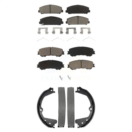 Front Rear Ceramic Brake Pads And Parking Shoes Kit For 2017-2023 Nissan TITAN KCN-100802