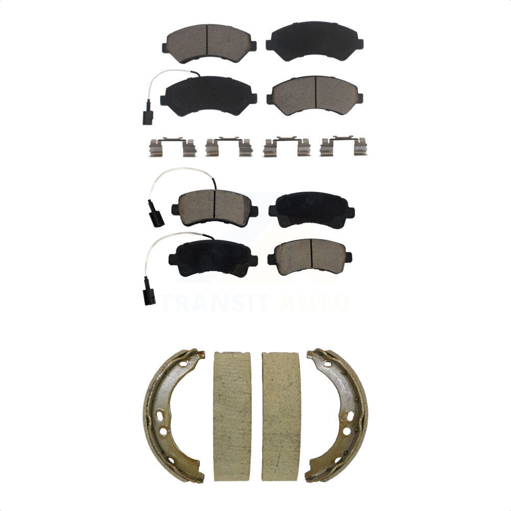 Front Rear Ceramic Brake Pads Parking Shoe Kit For 2014-2020 Ram ProMaster 2500 3500 1500 KCN-100804