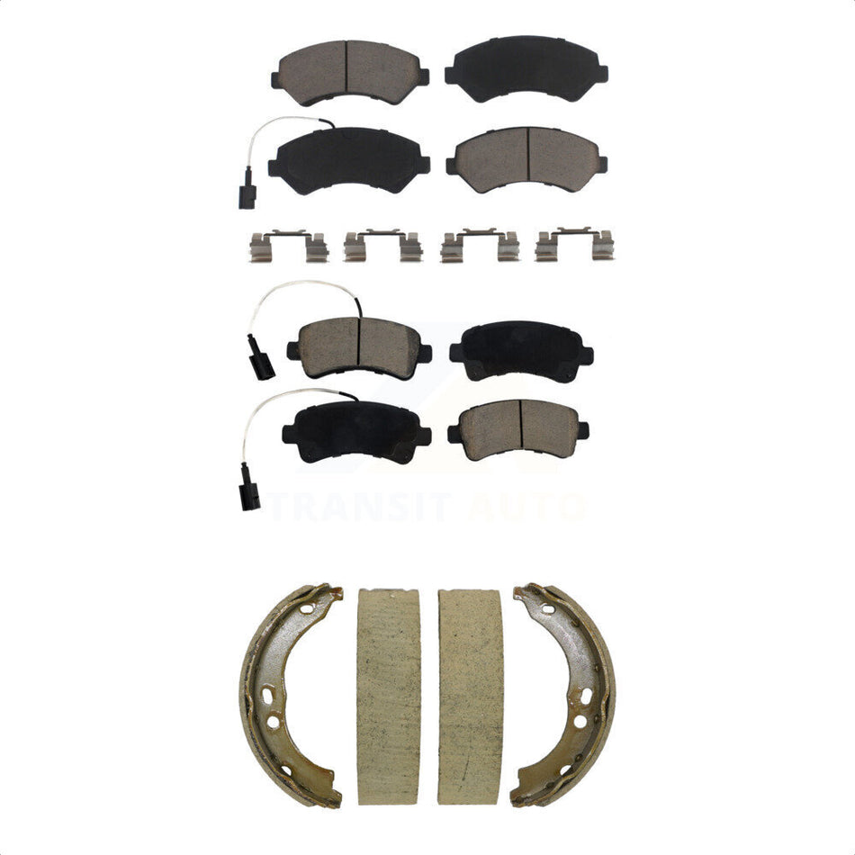 Front Rear Ceramic Brake Pads Parking Shoe Kit For 2014-2020 Ram ProMaster 2500 3500 1500 KCN-100804