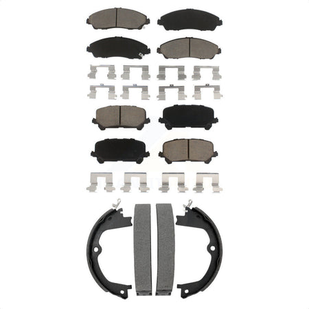 Front Rear Ceramic Brake Pads And Parking Shoes Kit For Honda Pilot Ridgeline Acura MDX KCN-100811