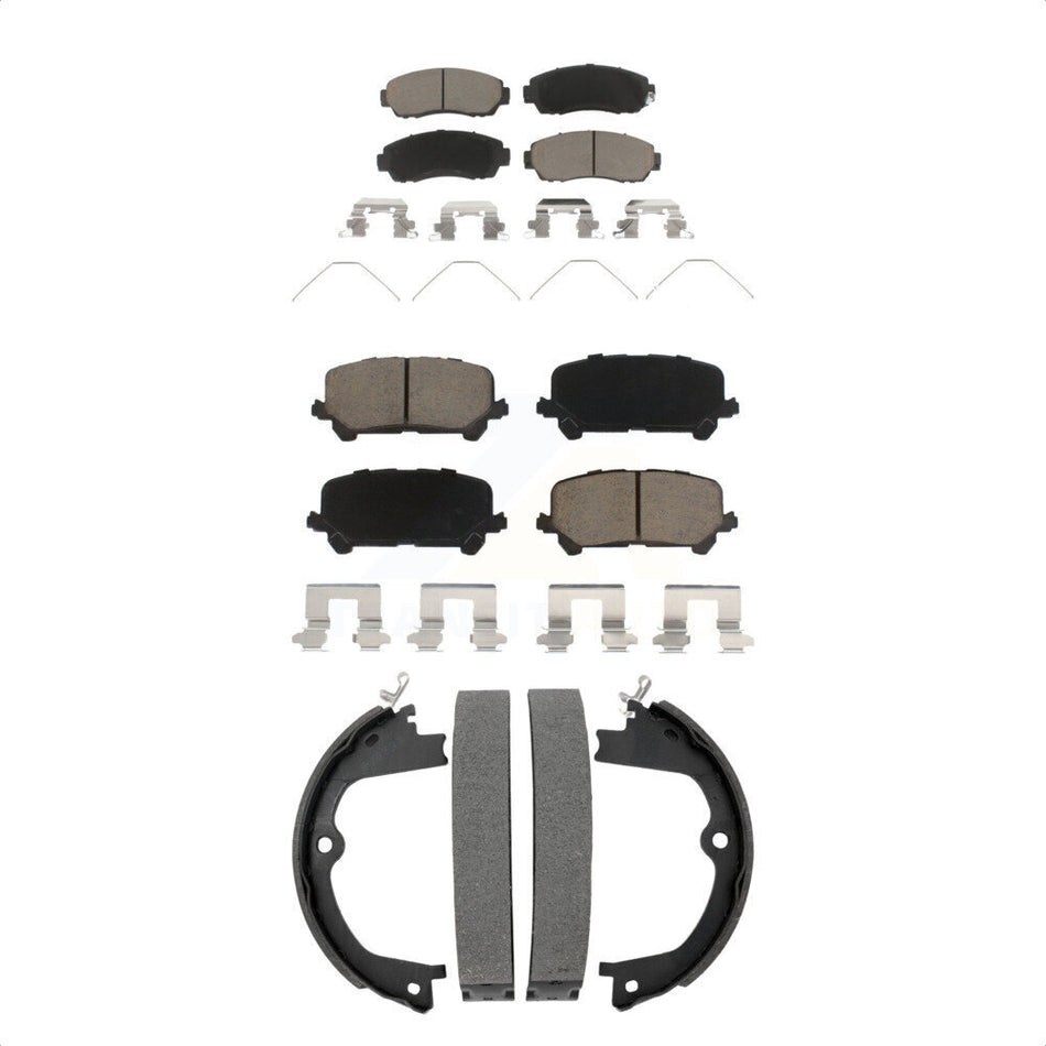 Front Rear Ceramic Brake Pads And Parking Shoes Kit For 2019-2024 Honda Passport KCN-100812