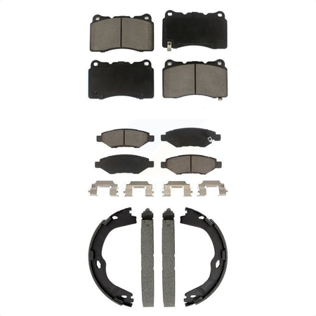Front Rear Ceramic Brake Pads And Parking Shoes Kit For Cadillac CTS With Brembo Calipers KCN-100817
