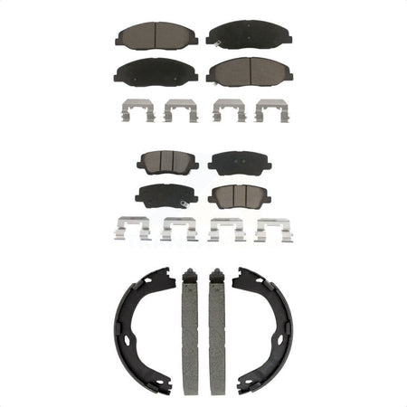 Front Rear Ceramic Brake Pads Parking Shoe Kit For Cadillac CTS Without Heavy Duty Brakes KCN-100818