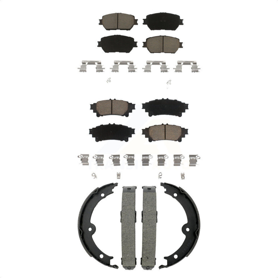 Front Rear Ceramic Brake Pads And Parking Shoes Kit For 2014 Lexus IS250 C F Sport KCN-100840