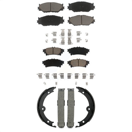 Front Rear Ceramic Brake Pads Parking Shoe Kit For 14-15 Lexus IS250 With F Sport Package KCN-100841