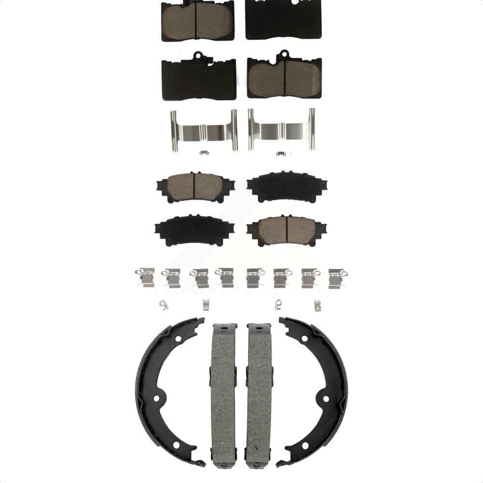 Front Rear Ceramic Brake Pads And Parking Shoes Kit For 2014-2015 Lexus IS350 Convertible KCN-100842