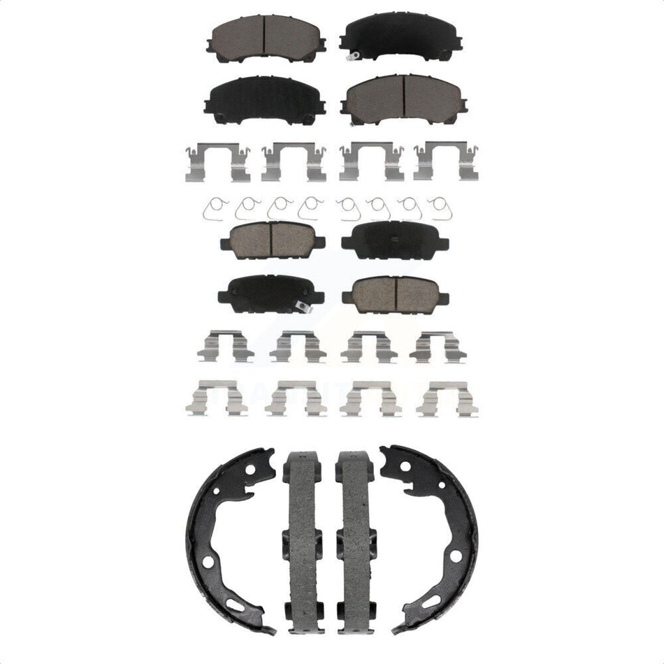 Front Rear Ceramic Brake Pads And Parking Shoes Kit For Nissan Rogue KCN-100845