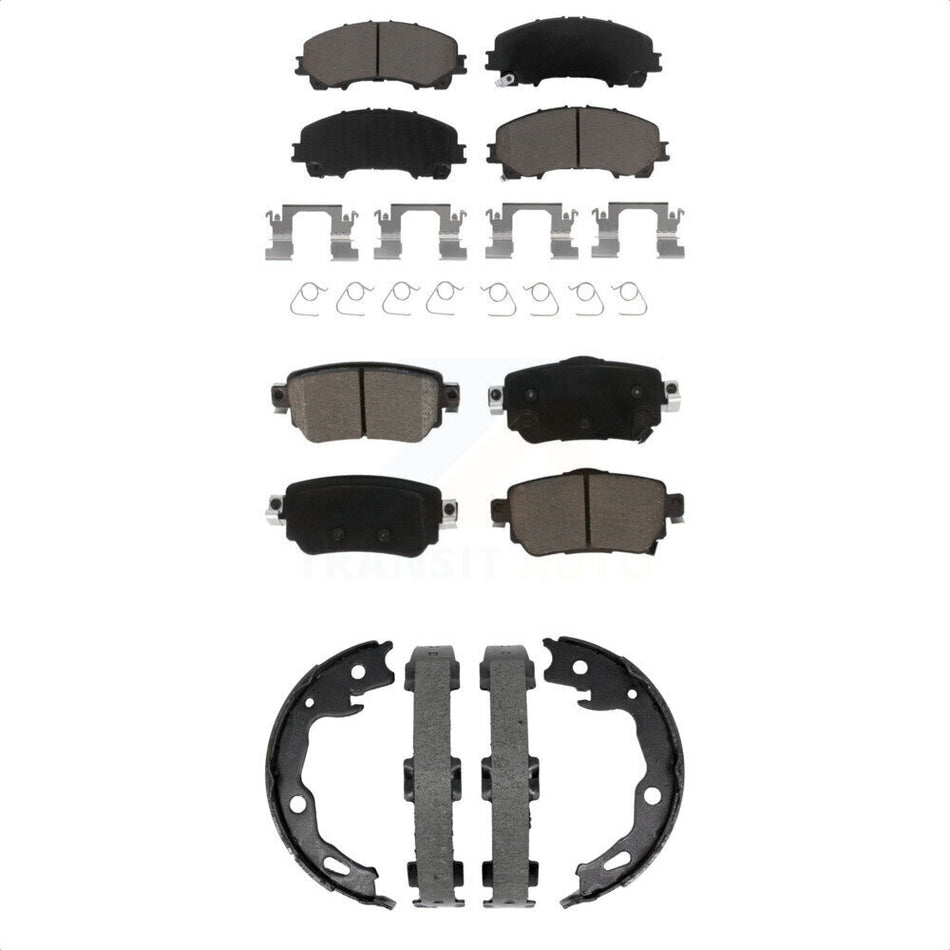 Front Rear Ceramic Brake Pads And Parking Shoes Kit For Nissan Rogue KCN-100846