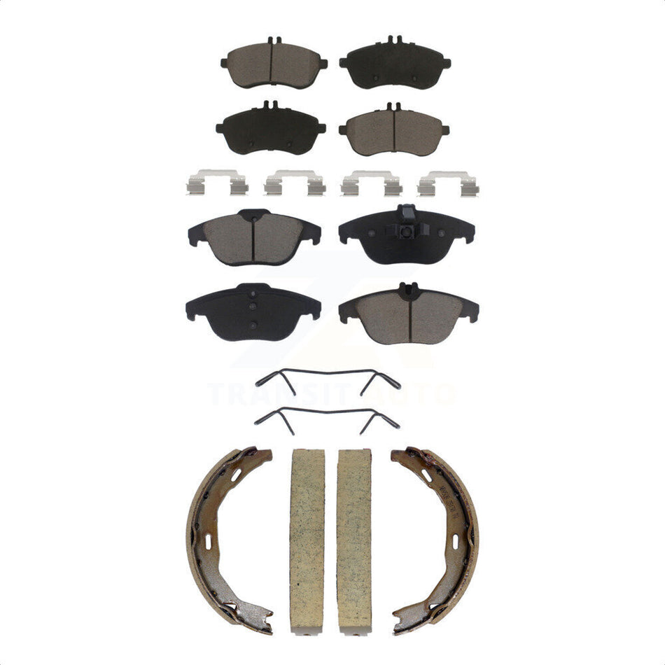 Front Rear Ceramic Brake Pads And Parking Shoes Kit For Mercedes-Benz C300 C250 C230 KCN-100850