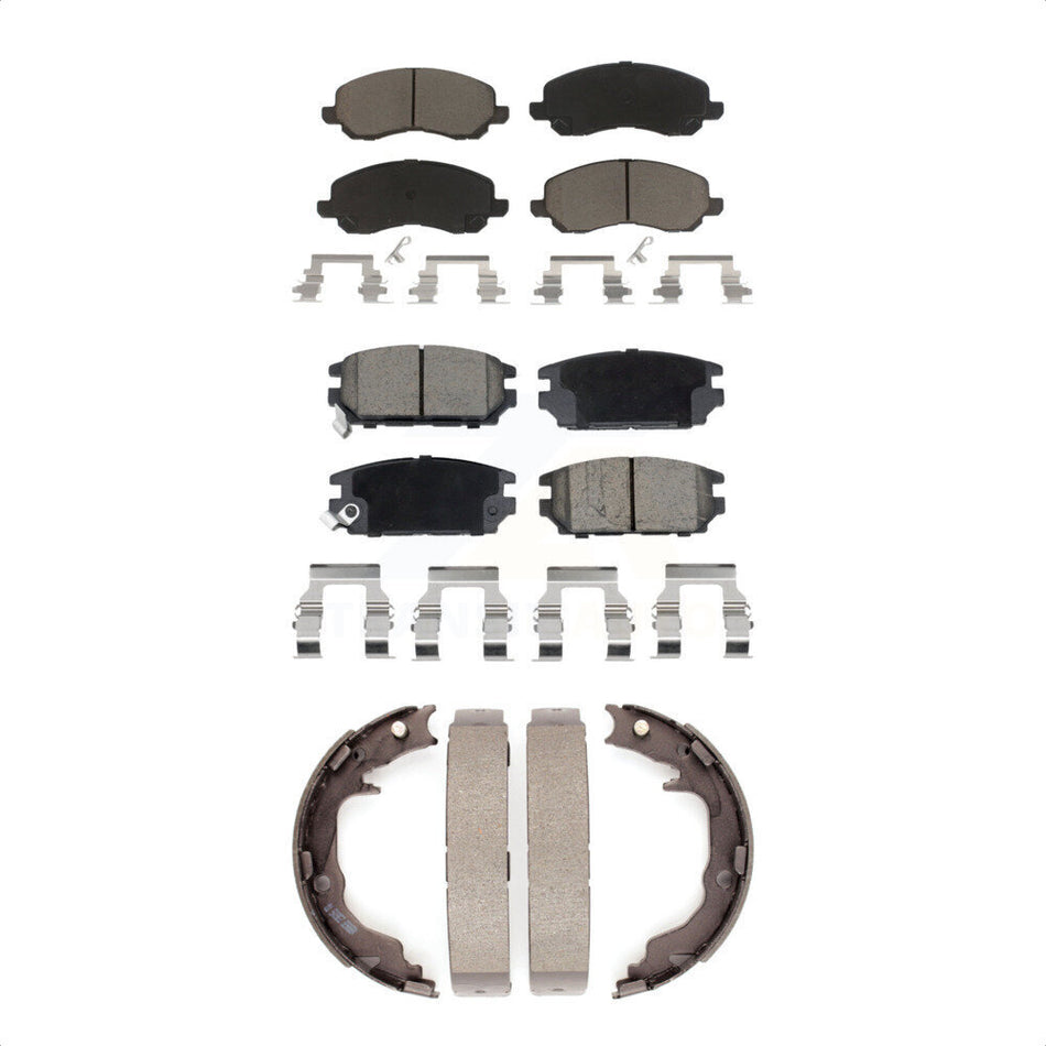Front Rear Ceramic Brake Pads And Parking Shoes Kit For Mitsubishi Eclipse Galant KCN-100854