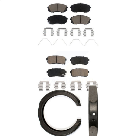Front Rear Ceramic Brake Pads & Parking Shoe Kit For Kia Optima With Manual KCN-100857
