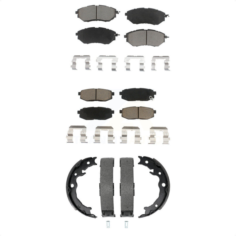 Front Rear Ceramic Brake Pads And Parking Shoes Kit For 2014-2018 Subaru Forester 2.0L KCN-100863