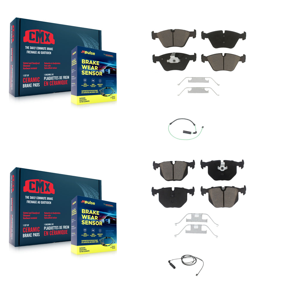 Front Rear Ceramic Disc Brake Pads And Wear Sensors Kit For BMW 330Ci 330i 330xi 3.0L KCW-100001