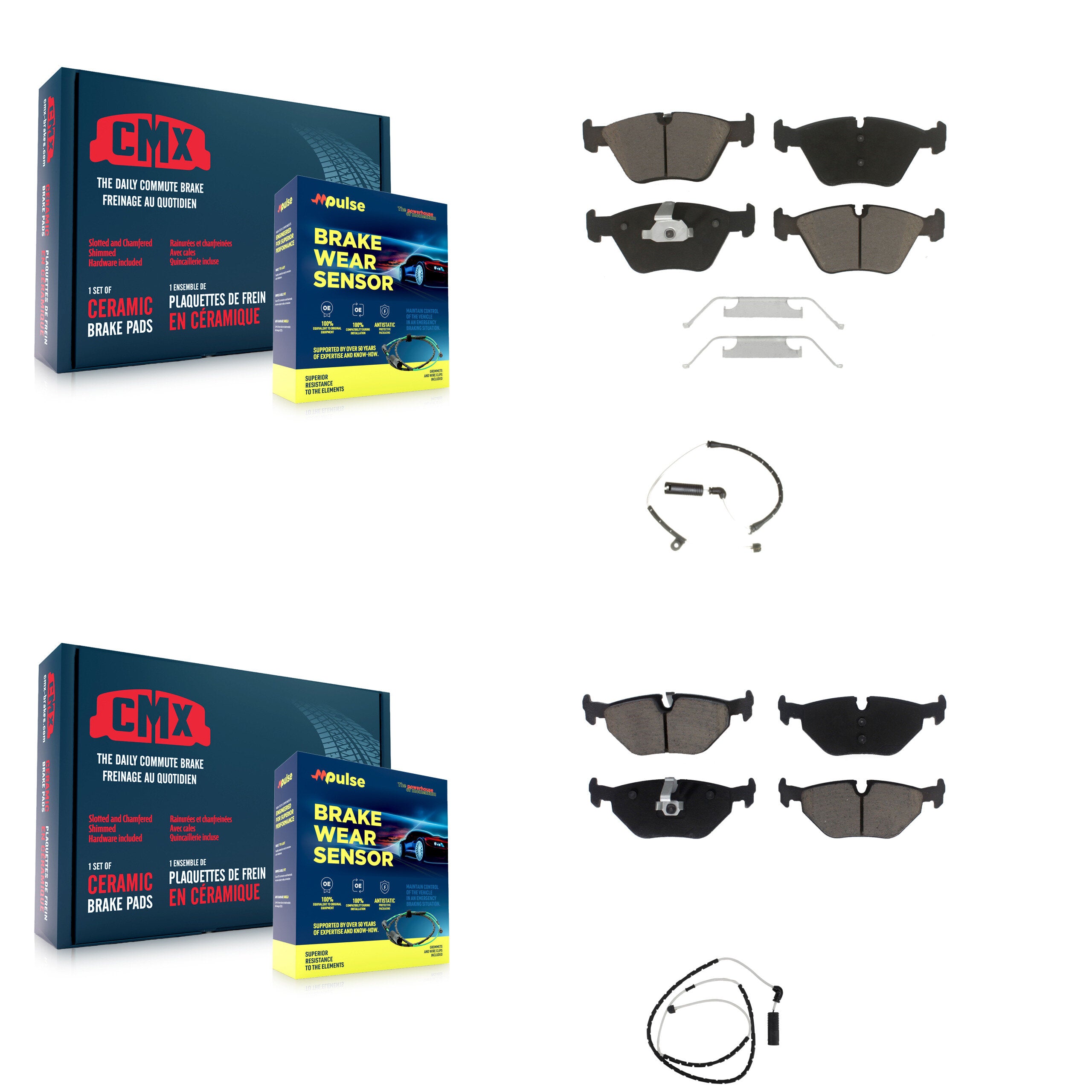 Front Rear Ceramic Disc Brake Pads And Wear Sensors Kit For BMW Z4 KCW-100009
