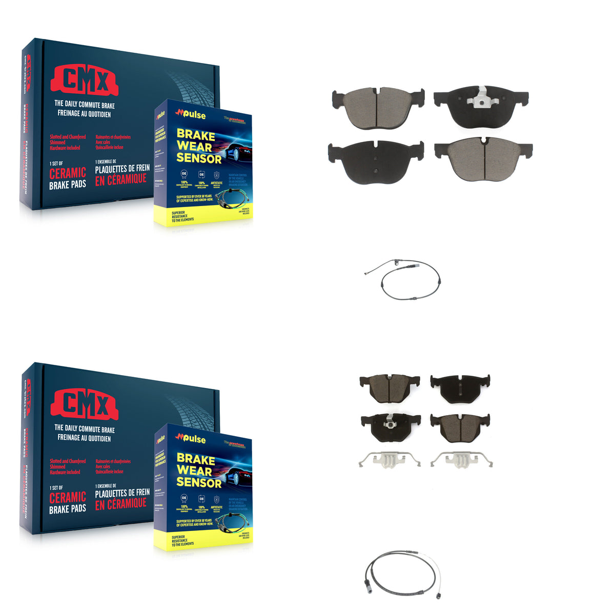 Front Rear Ceramic Disc Brake Pads And Wear Sensors Kit For BMW X5 X6 KCW-100010