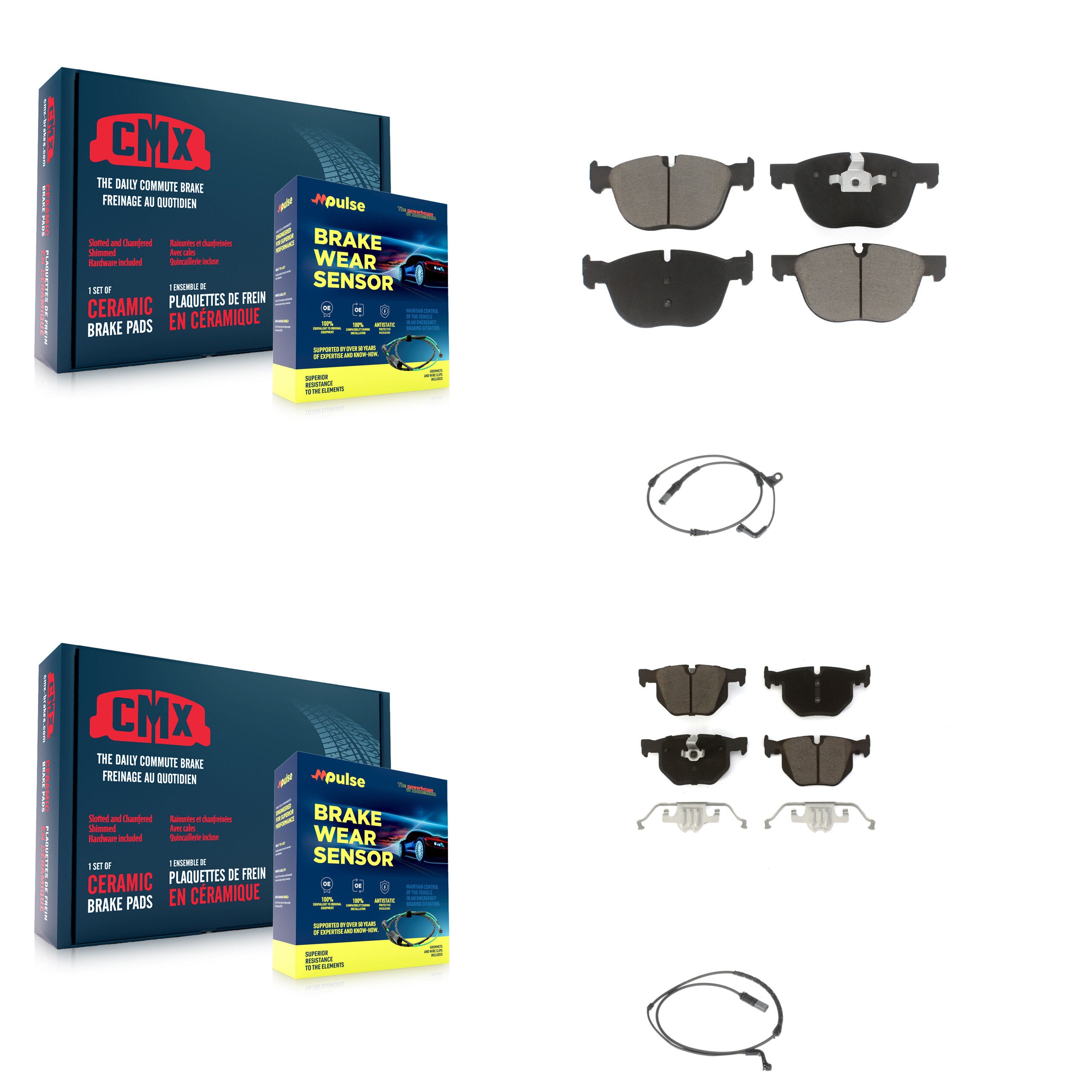Front Rear Ceramic Disc Brake Pads And Wear Sensors Kit For BMW X5 X6 KCW-100014