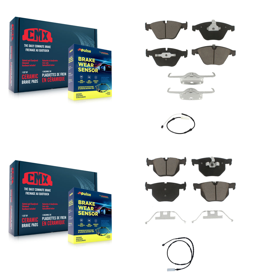 Front Rear Ceramic Disc Brake Pads And Wear Sensors Kit For BMW 335i 335is 335d KCW-100019