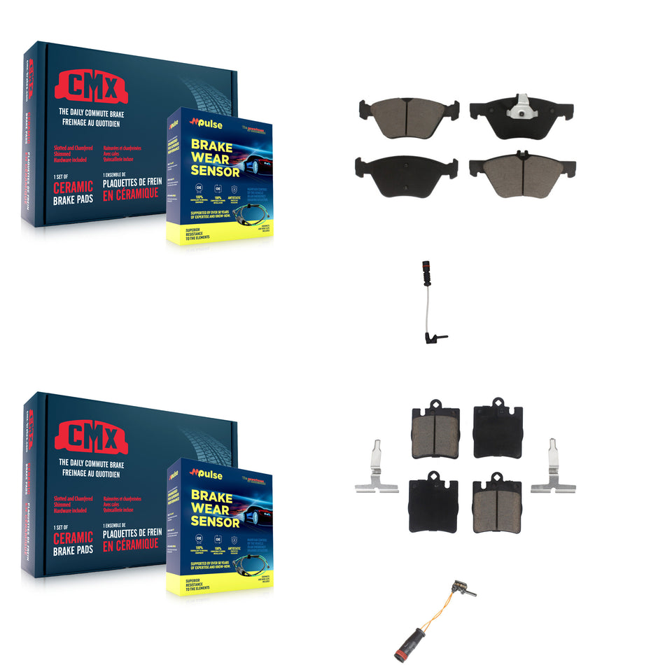 Front Rear Ceramic Disc Brake Pads And Wear Sensors Kit For Mercedes-Benz CLK320 KCW-100038