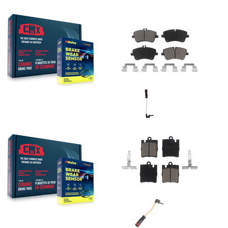 Front Rear Ceramic Brake Pads Wear Sensor Kit For 03 Mercedes-Benz CLK320 Coupe with 3.2L KCW-100039
