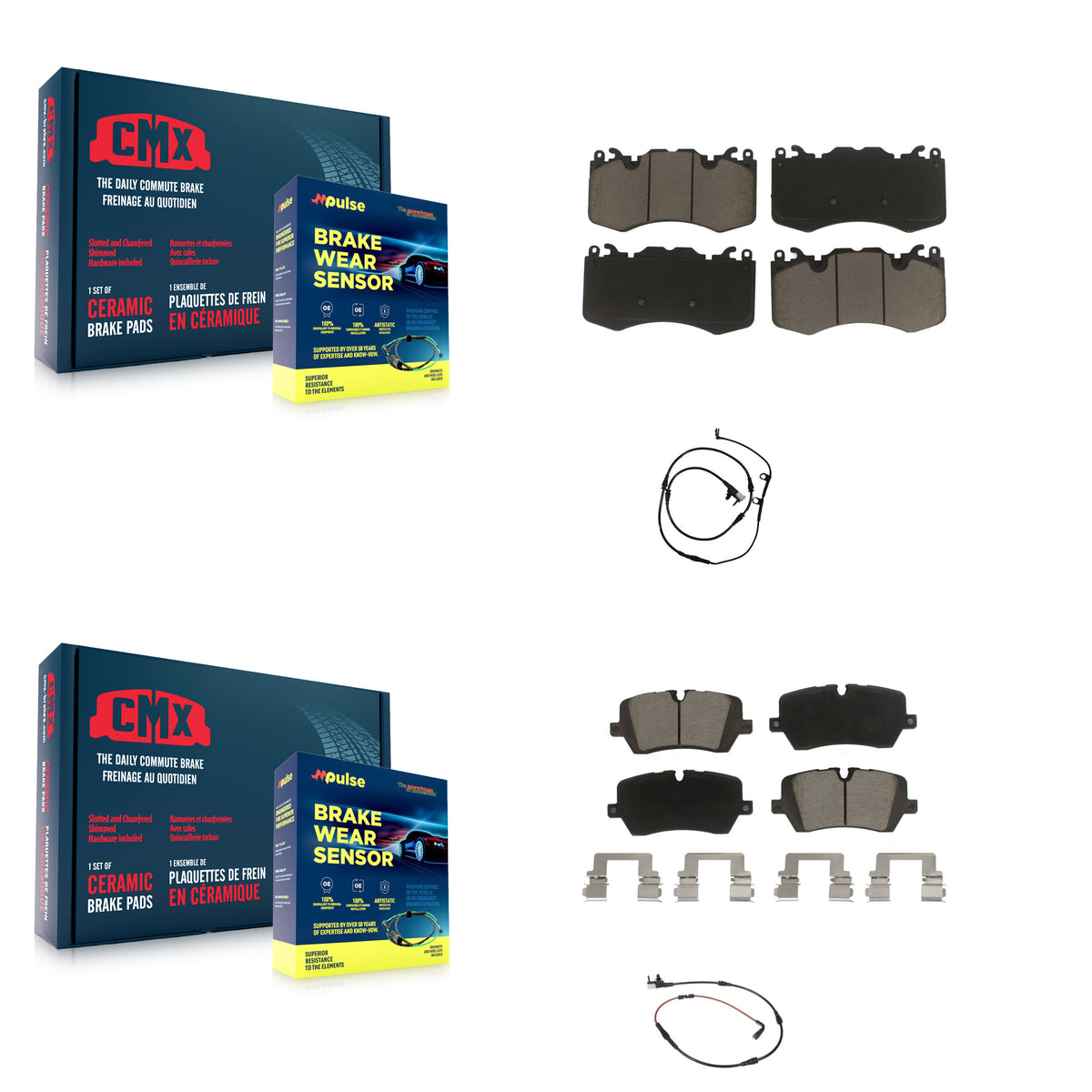 Front Rear Ceramic Disc Brake Pads And Wear Sensors Kit For Land Rover Range Sport KCW-100040