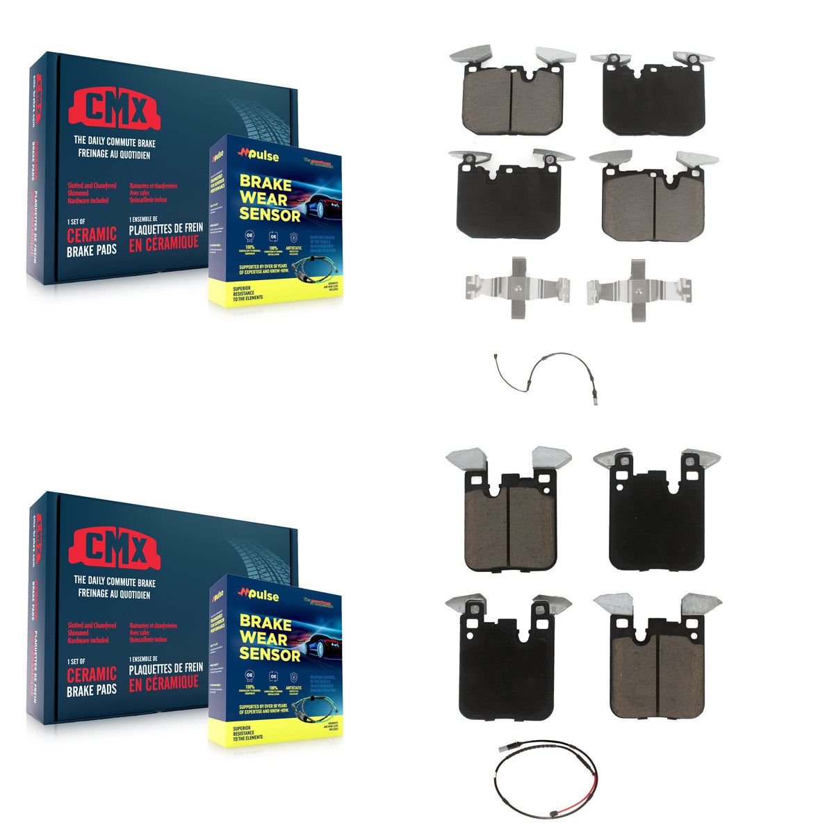 Front Rear Ceramic Disc Brake Pads And Wear Sensors Kit For BMW M3 M2 KCW-100044