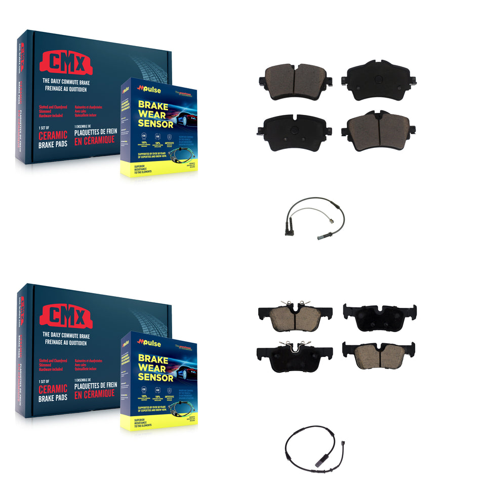 Front Rear Ceramic Brake Pads Wear Sensor Kit For Mini Cooper Clubman Base ALL4 with 1.5L KCW-100049
