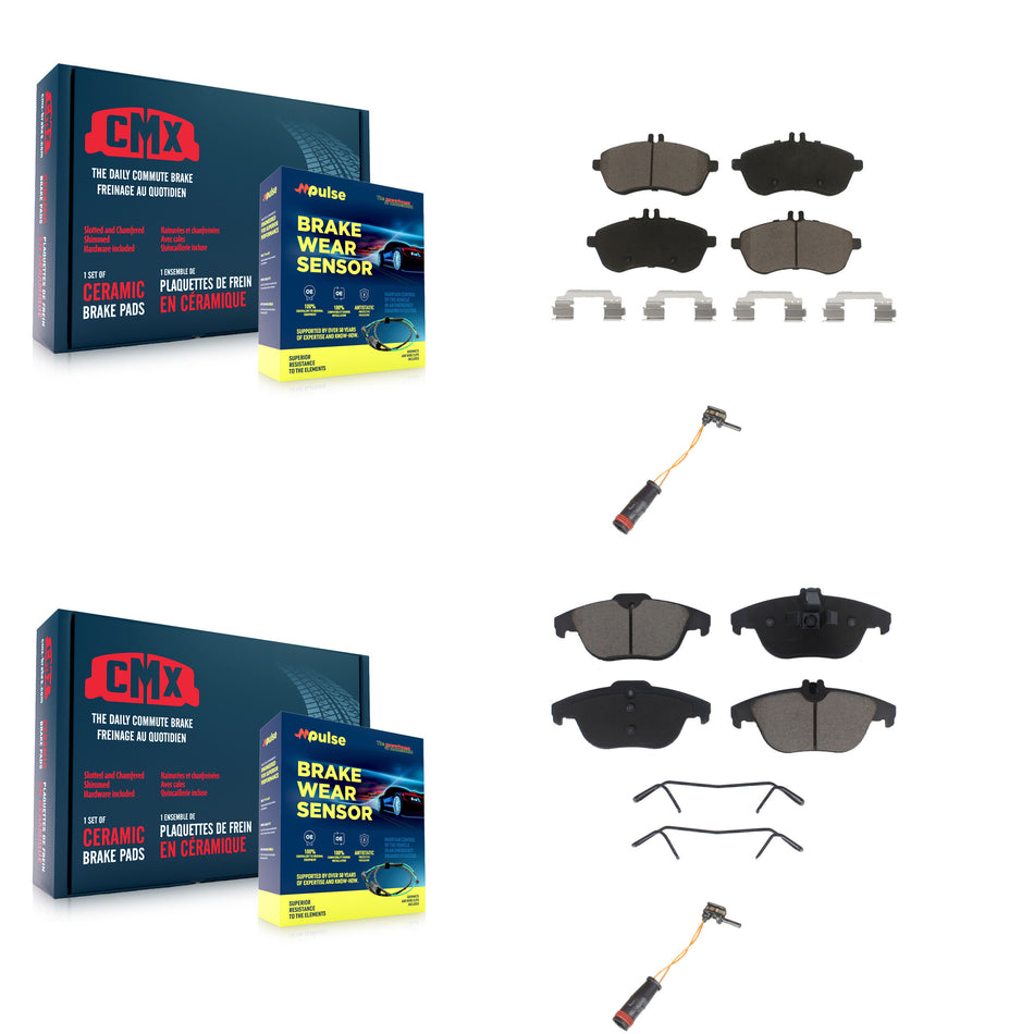 Front Rear Ceramic Disc Brake Pads And Wear Sensors Kit For Mercedes-Benz C300 C250 C230 KCW-100063