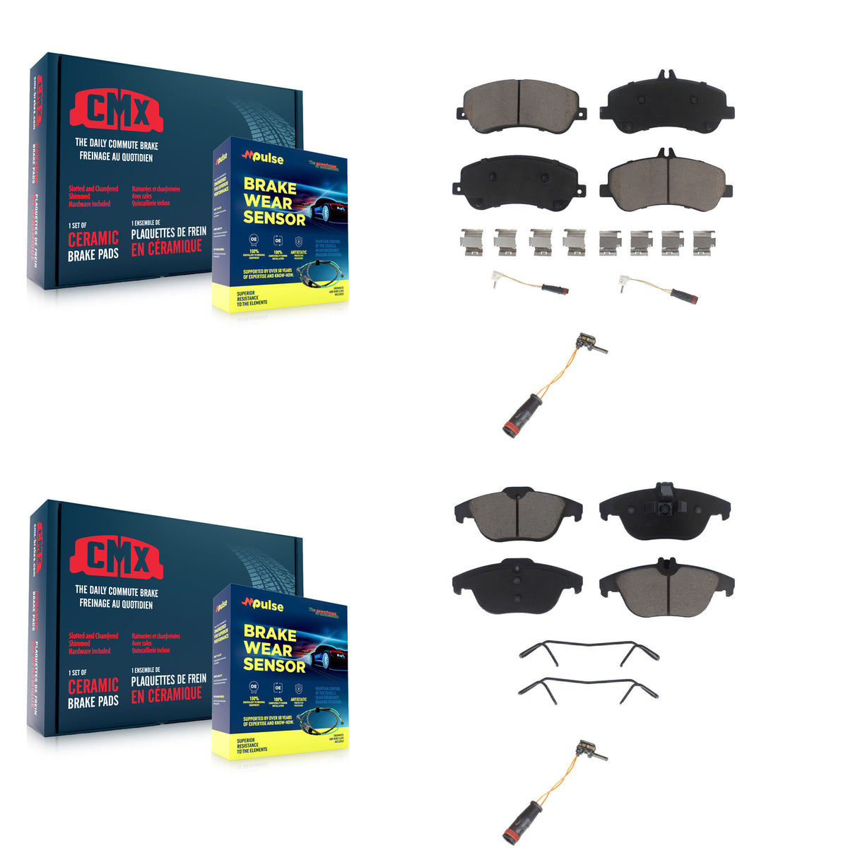 Front Rear Ceramic Disc Brake Pad & Extra Wear Sensor Kit For Mercedes-Benz GLK350 GLK250 KCW-100066