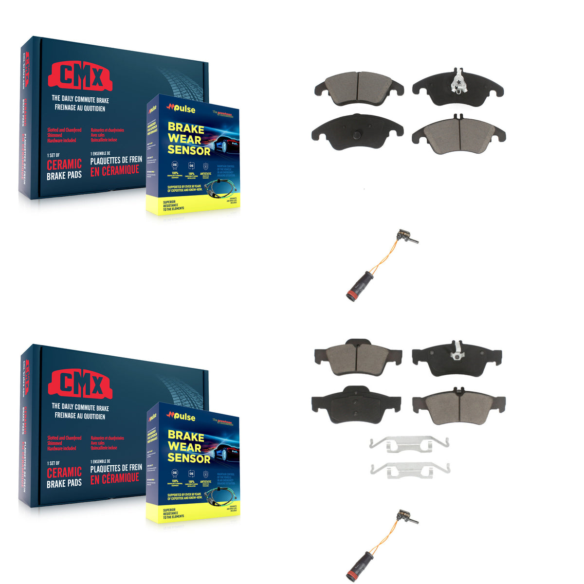 Front Rear Ceramic Disc Brake Pad Wear Sensor Kit For Mercedes-Benz E350 E250 CLS400 E400 KCW-100067