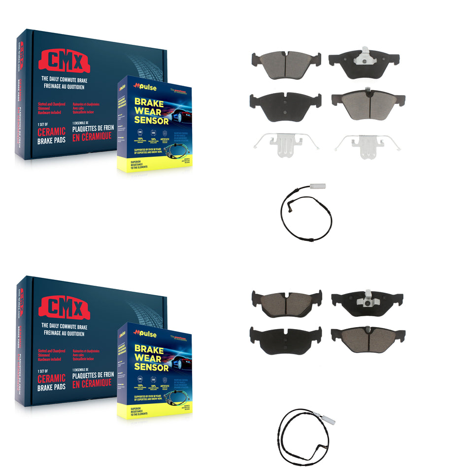 Front Rear Ceramic Disc Brake Pads And Wear Sensors Kit For BMW 128i 328i 323i 325i KCW-100078