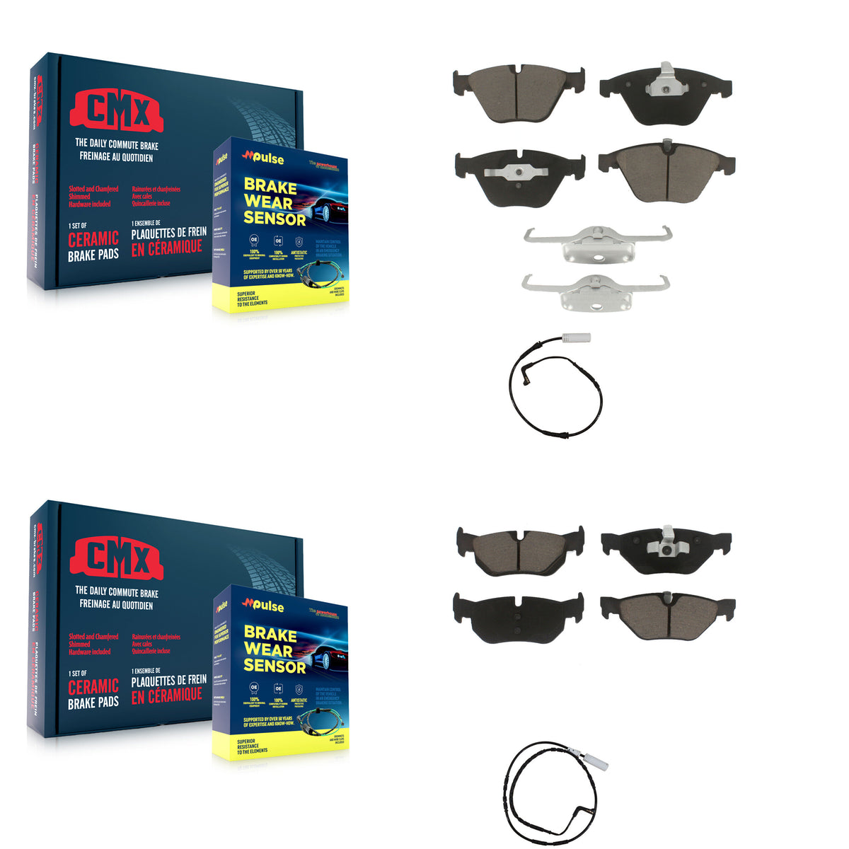 Front Rear Ceramic Disc Brake Pads And Wear Sensors Kit For BMW 328i 323i KCW-100079