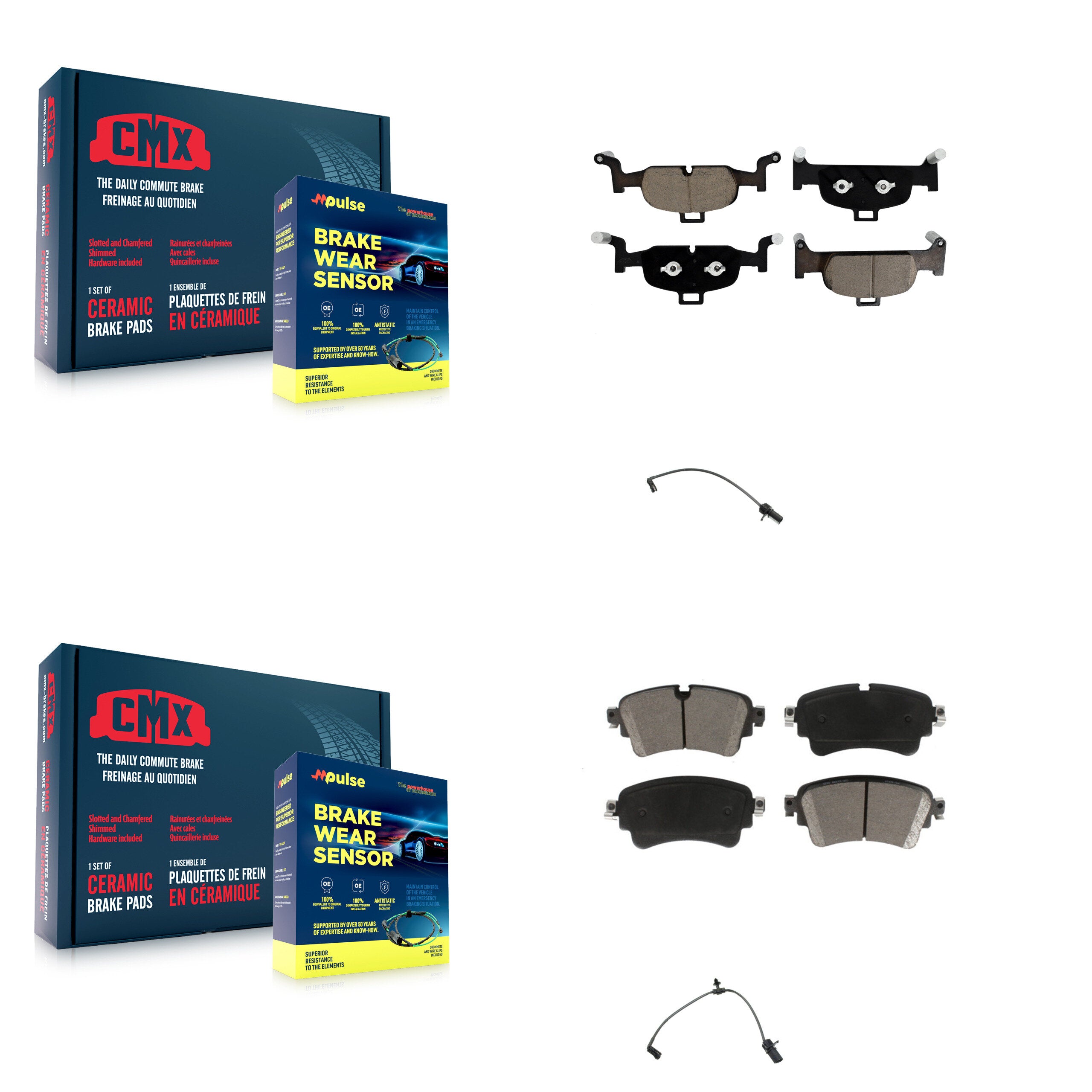 Front Rear Ceramic Brake Pad And Wear Sensor Kit For Audi A4 Quattro A5 Sportback allroad KCW-100083