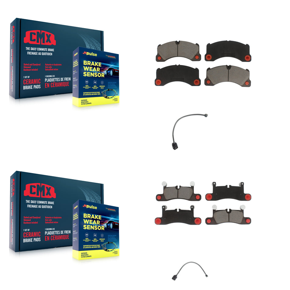 Front Rear Ceramic Disc Brake Pads And Wear Sensors Kit For Porsche Cayenne with Harness KCW-100086