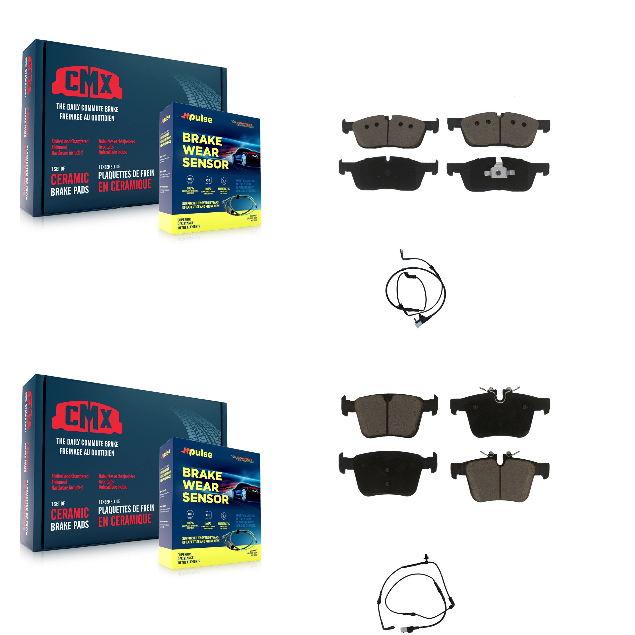Front Rear Ceramic Disc Brake Pads And Wear Sensors Kit For Land Rover Range Evoque KCW-100091