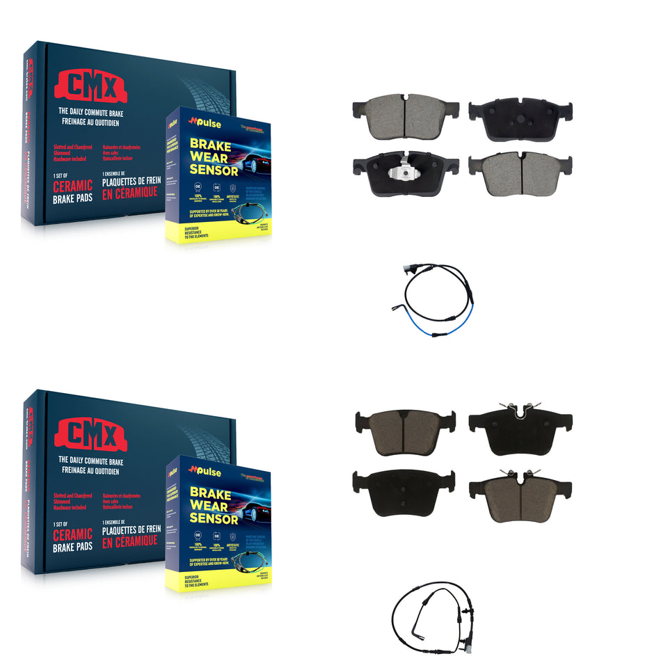 Front Rear Ceramic Disc Brake Pads And Wear Sensors Kit For Jaguar XE XF KCW-100093