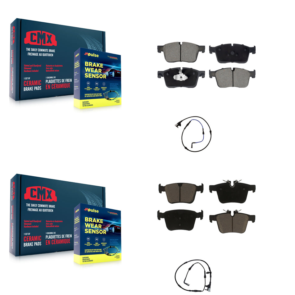 Front Rear Ceramic Disc Brake Pads And Wear Sensors Kit For Jaguar XE XF KCW-100096