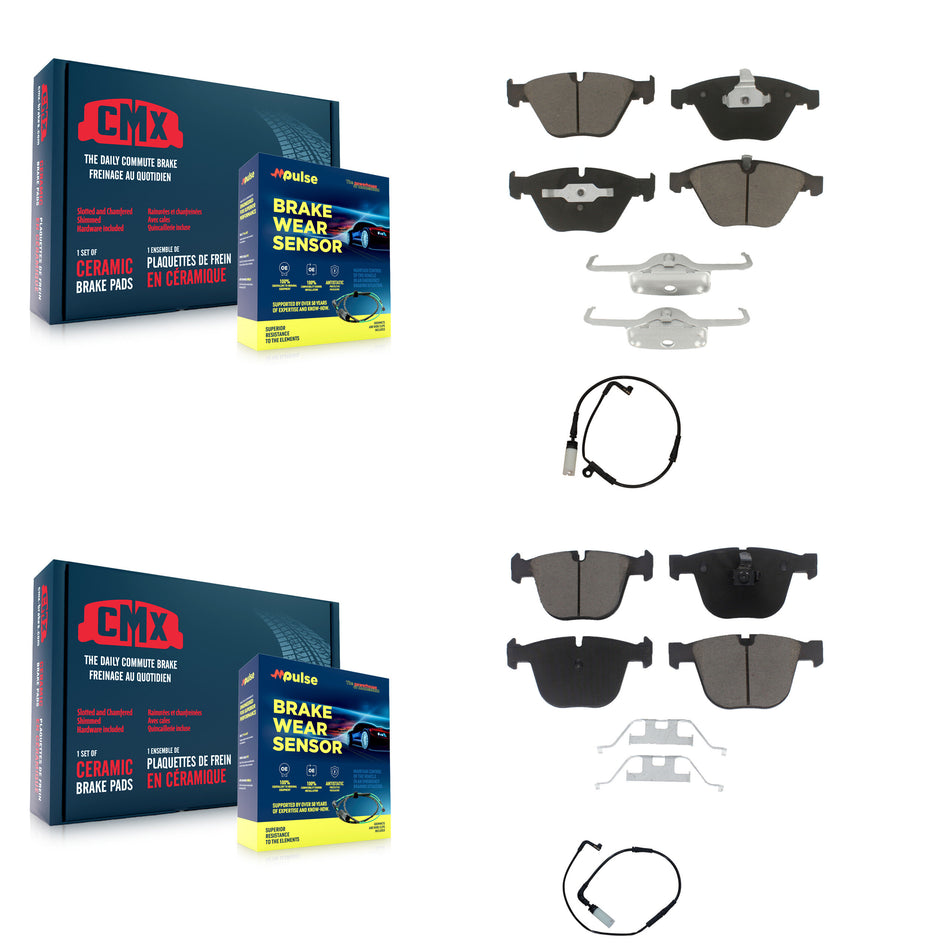 Front Rear Ceramic Disc Brake Pads And Wear Sensors Kit For BMW 550i 545i 645Ci KCW-100104