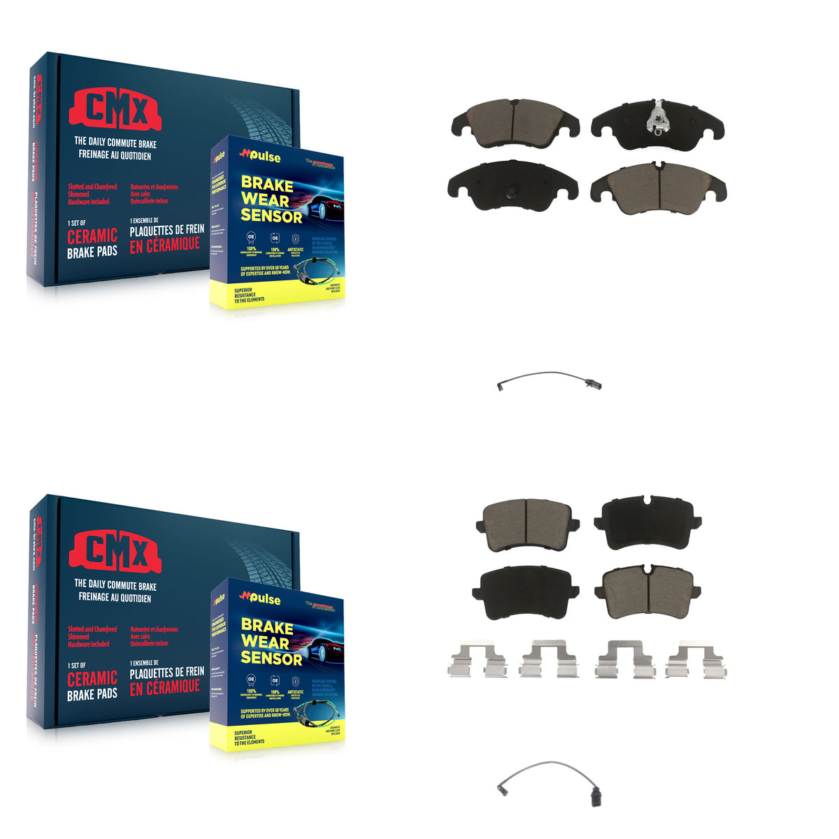 Front Rear Ceramic Disc Brake Pads And Wear Sensors Kit For Audi A6 Quattro KCW-100112