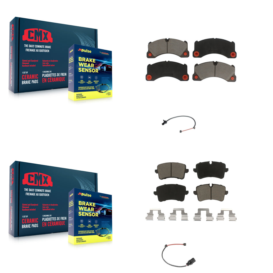 Front Rear Ceramic Disc Brake Pads & Wear Sensor Kit For Porsche Macan with Rotor KCW-100113