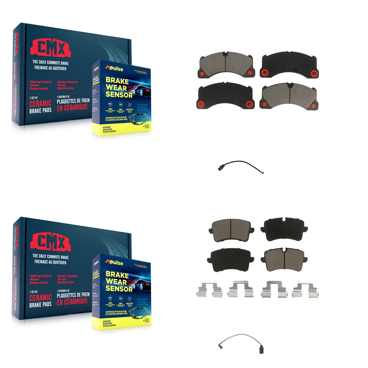 Front Rear Ceramic Disc Brake Pads And Wear Sensors Kit For 2017 Porsche Macan 2.0L KCW-100116