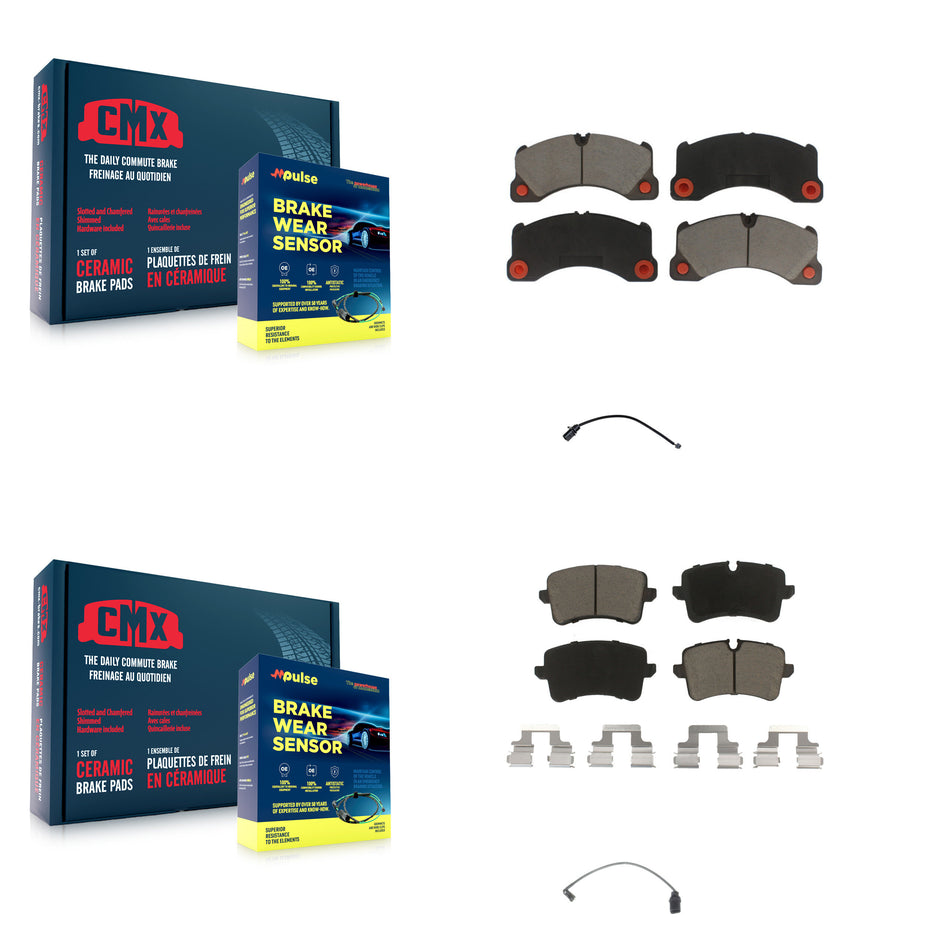 Front Rear Ceramic Disc Brake Pads And Wear Sensors Kit For 2017 Porsche Macan 2.0L KCW-100116