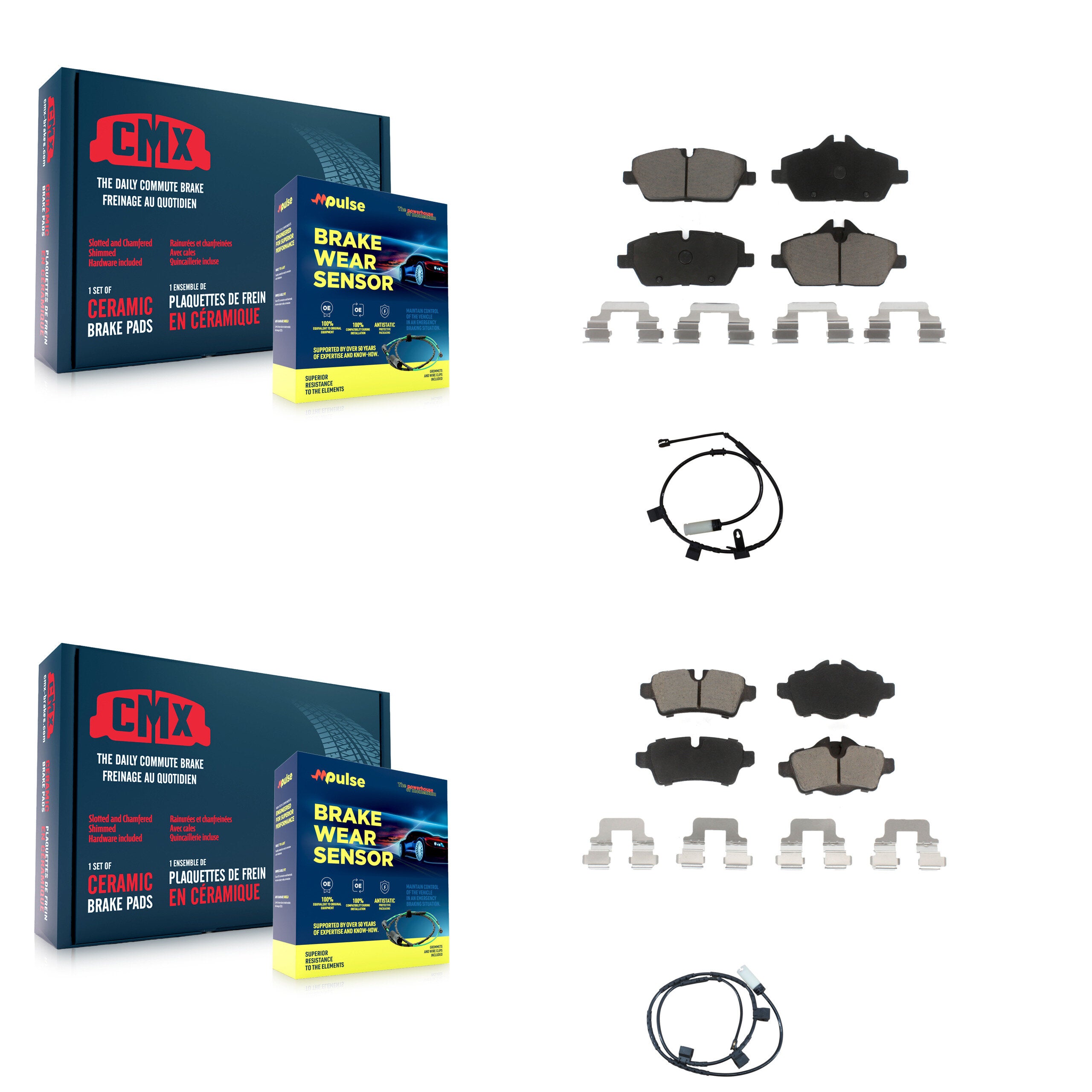 Front Rear Ceramic Disc Brake Pads And Wear Sensors Kit For Mini Cooper 1.6L KCW-100119