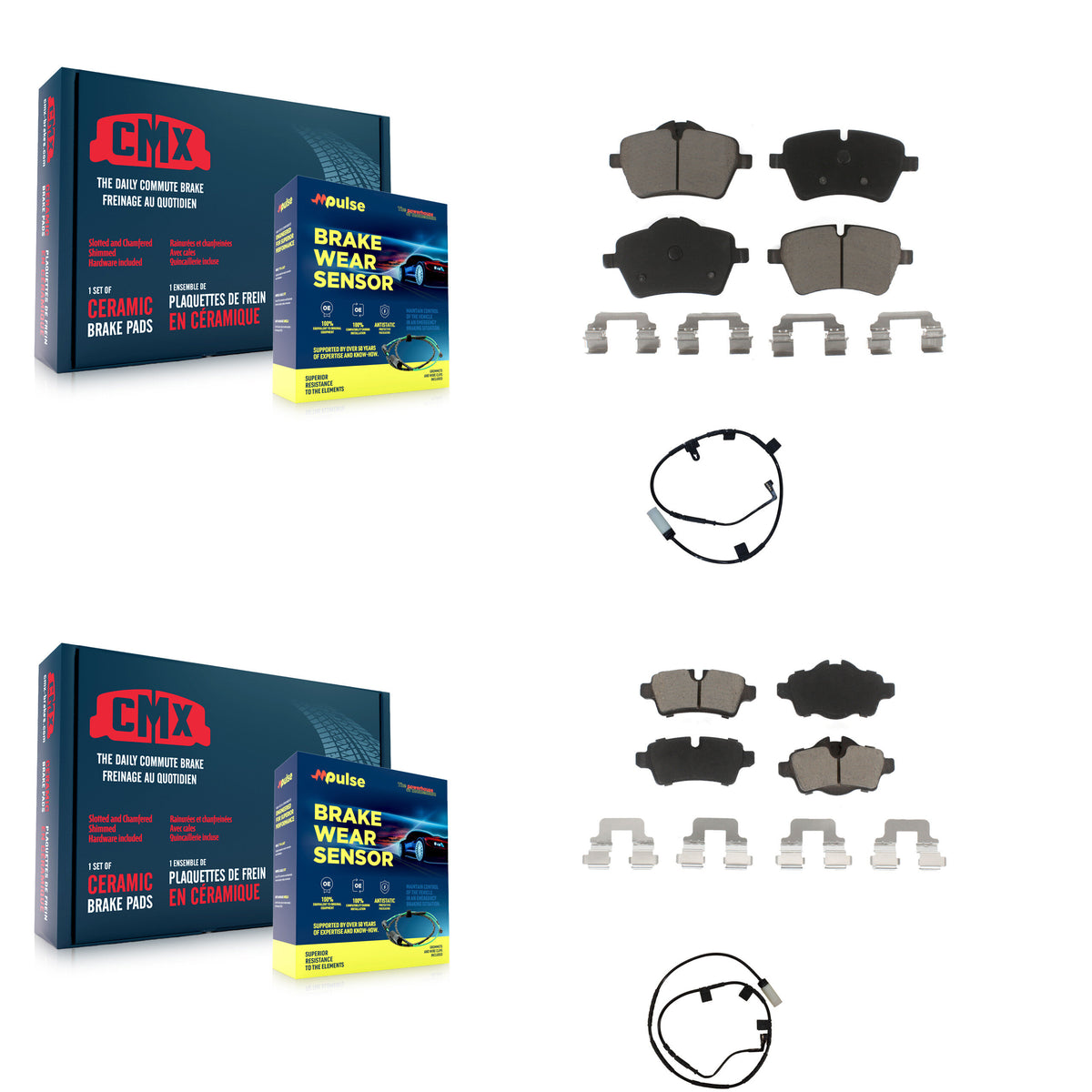Front Rear Ceramic Disc Brake Pads And Wear Sensors Kit For Mini Cooper KCW-100122