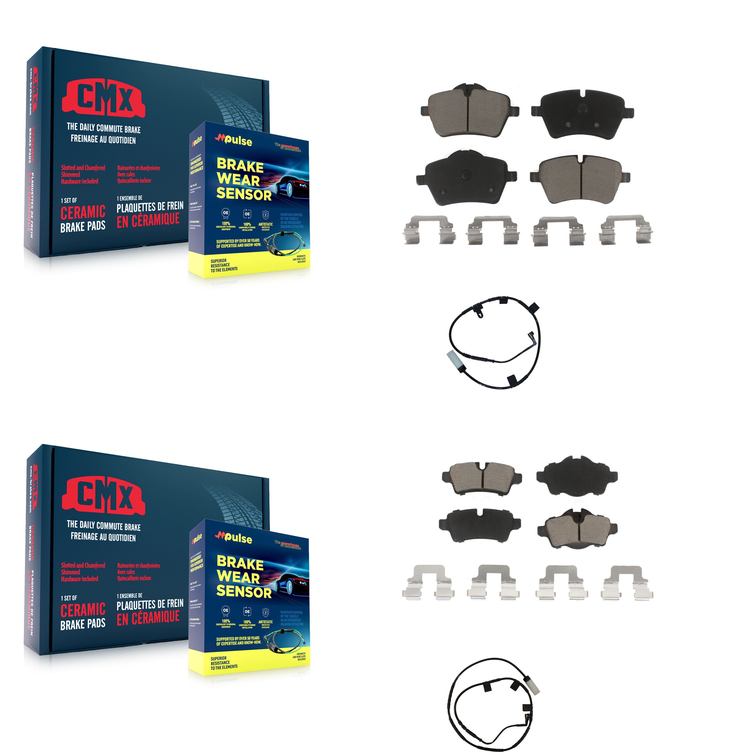 Front Rear Ceramic Disc Brake Pads And Wear Sensors Kit For Mini Cooper KCW-100122