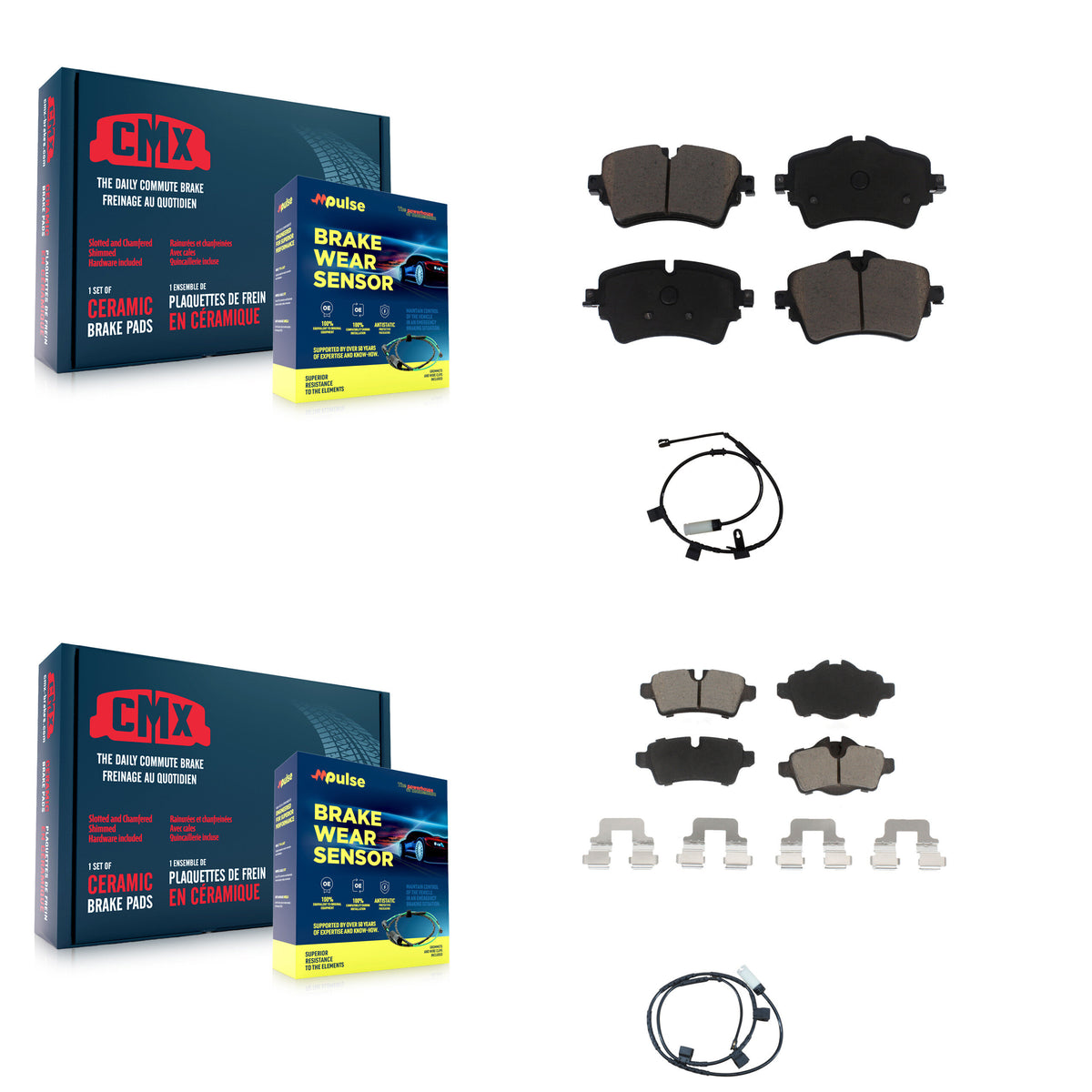 Front Rear Ceramic Disc Brake Pads And Wear Sensors Kit For 2015 Mini Cooper 1.6L KCW-100123