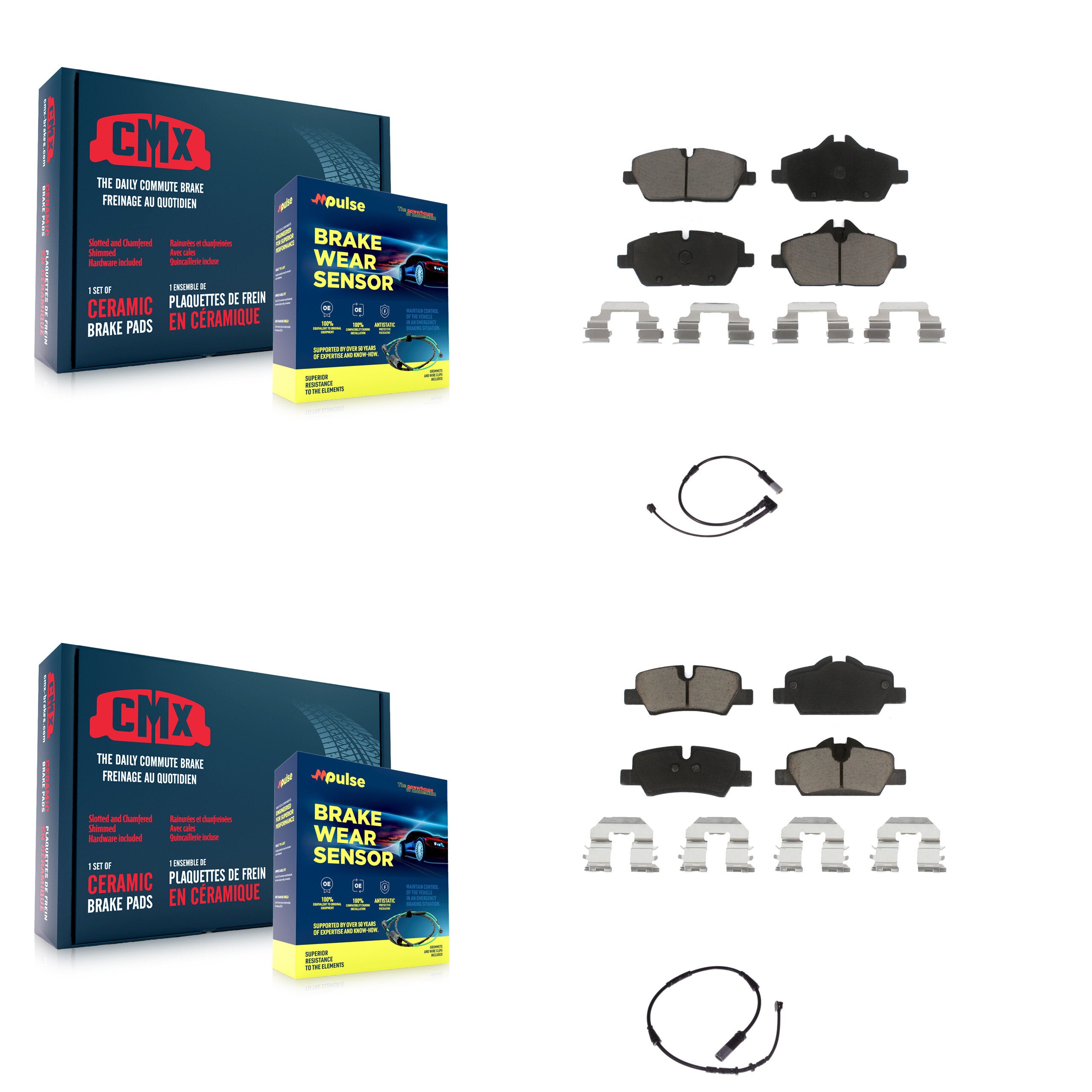 Front Rear Ceramic Disc Brake Pads And Wear Sensors Kit For Mini Cooper KCW-100124