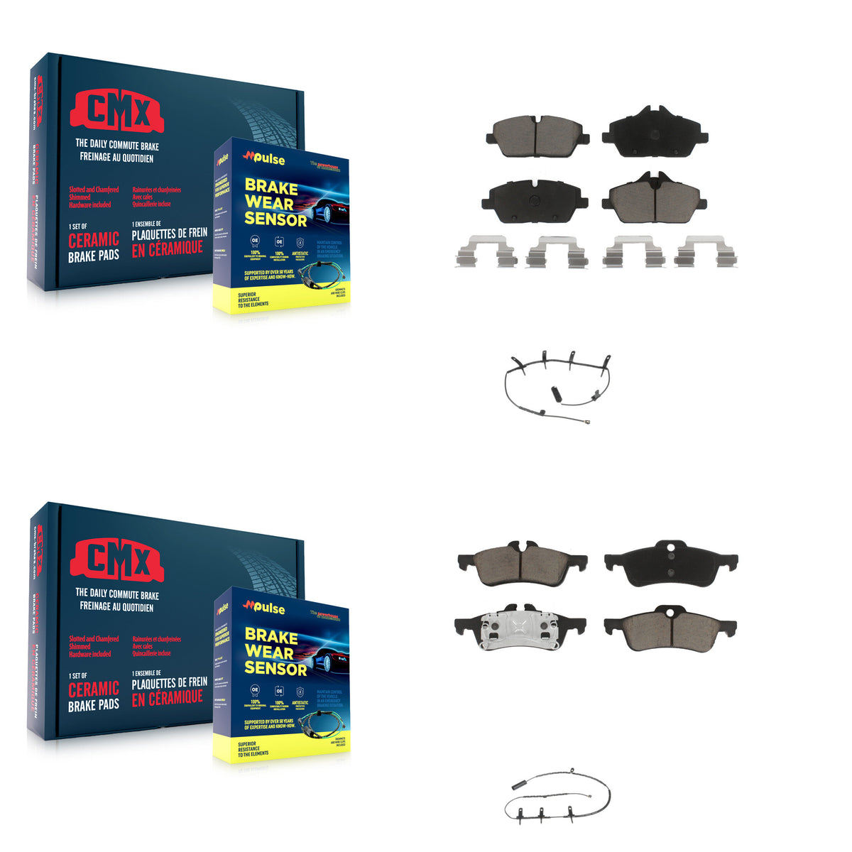 Front Rear Ceramic Disc Brake Pads And Wear Sensors Kit For Mini Cooper KCW-100128