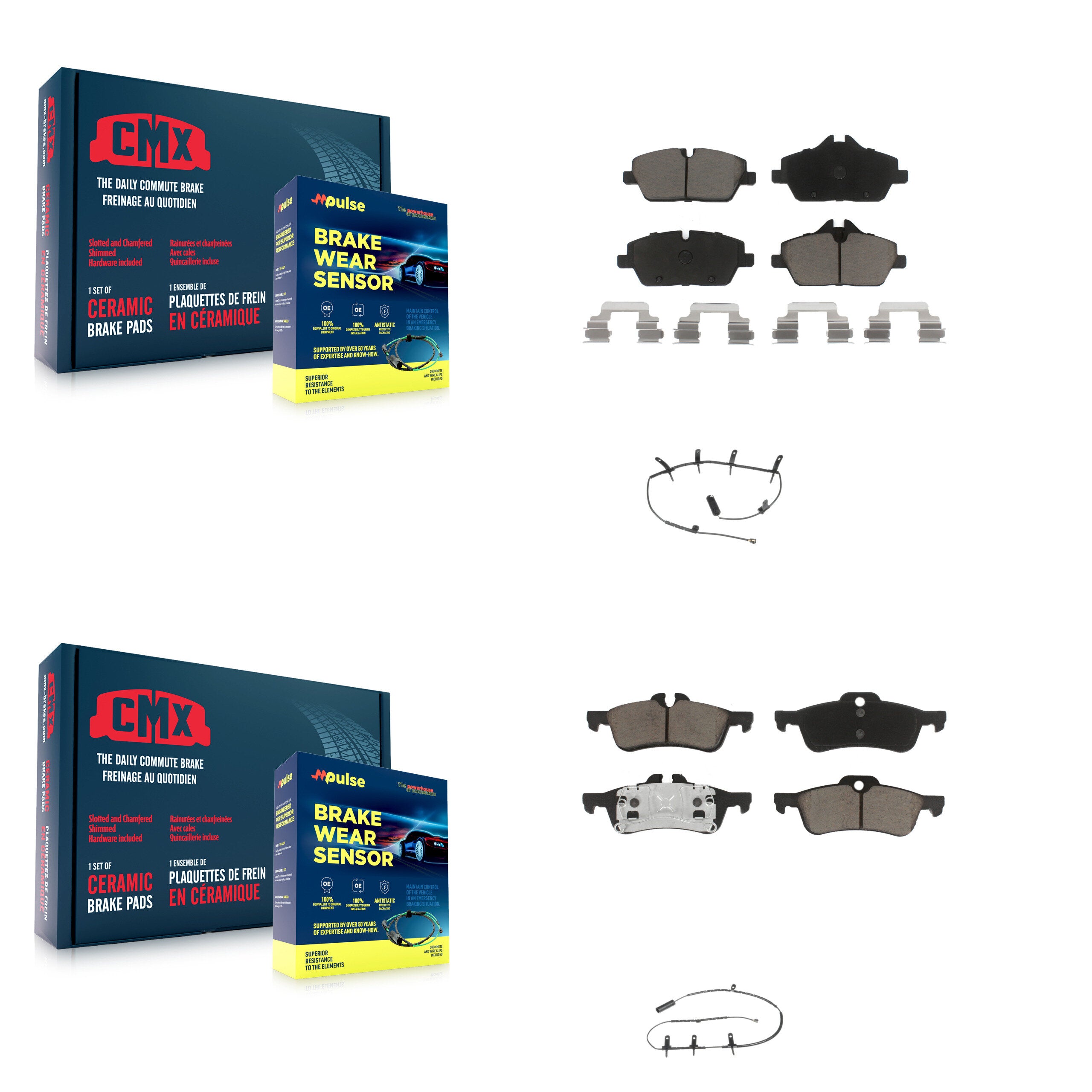 Front Rear Ceramic Disc Brake Pads And Wear Sensors Kit For Mini Cooper KCW-100128